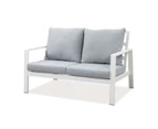 Florence 4 Seater White Aluminium Sofa Lounge Set Light Grey Cushion