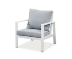 Florence 4 Seater White Aluminium Sofa Lounge Set Light Grey Cushion