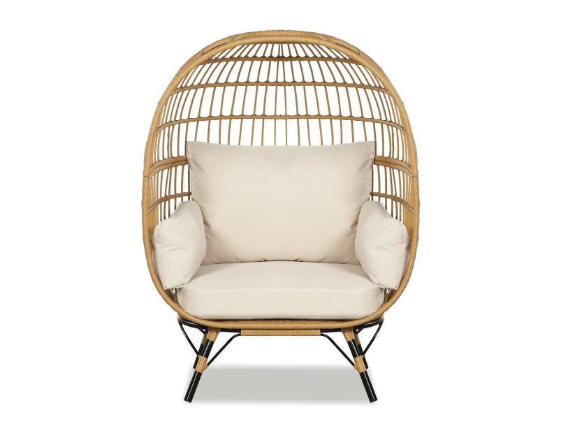 Bernice Pe Wicker Egg Chair With Legs Light Brown