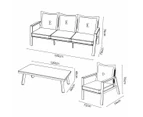 Amilly 5 Seater White Aluminium Sofa Lounge Set Beige Cushion