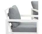 Manly 4 Seater White Aluminium Sofa Lounge Set Grey Cushion