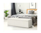 Oikiture Storage Ottoman Blanket Box Foot Stool XL Chest Toy Sherpa Linen White