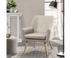 Oikiture Armchair Lounge Chair Linen Accent Armchairs Tub Chairs Sofa Beige