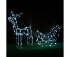 Stockholm Christmas Lights 160 LEDs Solar Sleigh Reindeer Fairy Outdoor Garden Xmas 145CM