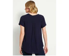 RIVERS - Mens -  Crochet Trim Printed Crinkle Top - Navy