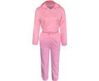 Women's Jumpsuit Hoodie Jogger Jogging Suit Tracksuit 2-Piece Set Crop Top Leggings Leisure Suit - Pink