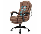 ALFORDSON Massage Office Chair with Footrest Leather Black Brown