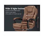 ALFORDSON Massage Office Chair with Footrest Leather Black Brown