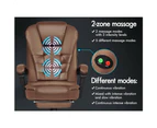 ALFORDSON Massage Office Chair with Footrest Leather Black Brown