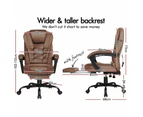 ALFORDSON Massage Office Chair with Footrest Leather Black Brown