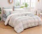 Dreamaker Clovelly Tufted Stripe Quilt Cover Set - Seafoam