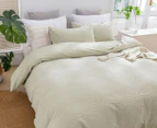 Dreamaker Leafy Jacquard Cotton Quilt Cover Set - Sage