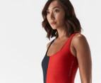 Tommy Hilfiger Women's Colourblock One Piece Swimsuit - Scarlet/Sky Captain