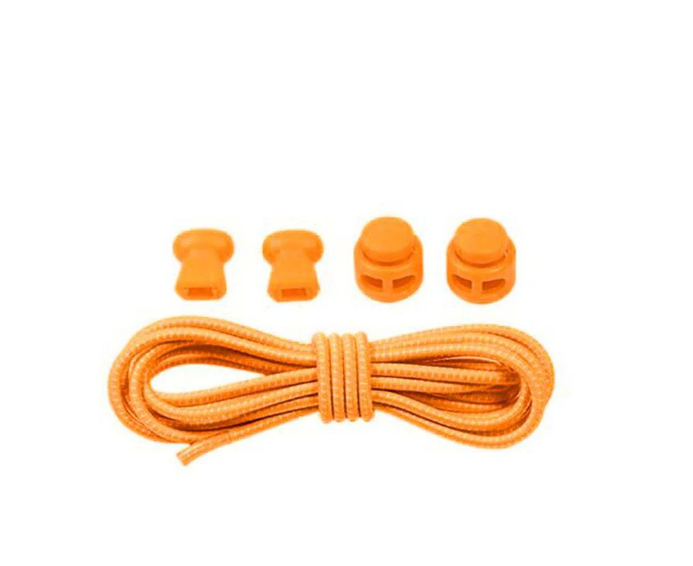 No Tie Elastic Locked Lock Shoelaces Toggle Shoe Laces Sneakers Kids Adults Au - Orange