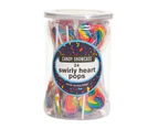 Rainbow Swirly Heart Lollipops 288g (Pack of 24)