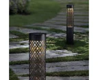 70cm Solar Bollard Light 2 Pack Metal Outdoor Pathway Garden Lights