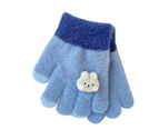 Knit Gloves Full Finger Mittens Windproof Winter Warm Thickened Fleece Gloves - Blue