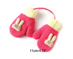 Winter Gloves for Kids Boys or Girls Knit Gloves Full Finger Mittens Windproof - Olive green