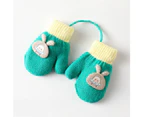 Winter Gloves for Kids Boys or Girls Knit Gloves Full Finger Mittens Windproof - Dark green