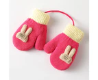 Winter Gloves for Kids Boys or Girls Knit Gloves Full Finger Mittens Windproof - Orange