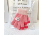 Knit Gloves Full Finger Mittens Windproof Winter Warm Thickened Fleece Gloves - Yellow