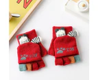 Toddler Knitted Gloves Warm Mittens Universal Size Gloves Windproof Winter Wear - Red
