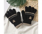 Full Fingers Gloves Knitted Gloves Warm Mitten Winter Favor for Little Kids - Black grey