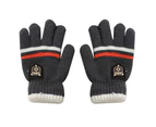 Full Fingers Gloves Knitted Gloves Warm Mitten Winter Favor for Little Kids - Navy blue