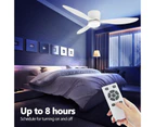 Ceiling Fan with Light Remote Control Overhead Electric Cooling Air Ventilation Quiet White Modern LED Lamp Indoor 3 ABS Blades 5 Speed Timer 132cm