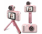 Kids Camera with Tripod Rotatable Lens Digital Camera for Kids 1080P Video Camera Digital Video Camcorder Birthday Christmas Gifts with 32GB SD Card(Pink)