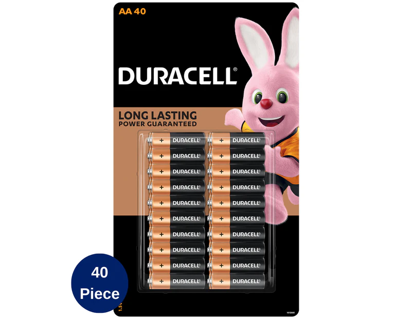 40 Pack Duracell AA Batteries Coppertop Alkaline Battery Bulk Pack