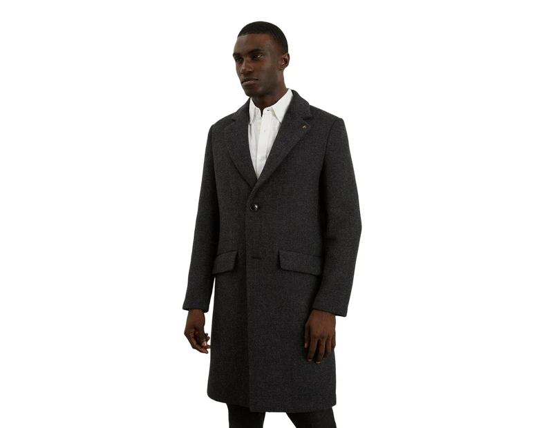 Burton Mens Wool Blend Single-Breasted Coat (Black) - BW1226
