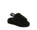 Ugg Australian Shepherd Kids Puffy | Double Faced Sheepskin Upper - Kids - House Shoes - Black