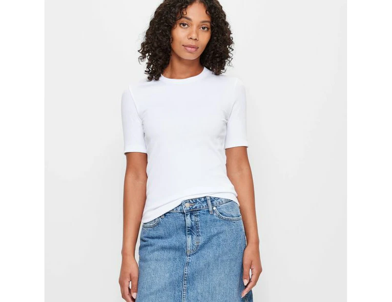 Target Australian Cotton Rib Layer T-Shirt - White