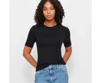 Target Australian Cotton Rib Layer T-Shirt - Black