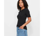 Target Australian Cotton Rib Layer T-Shirt - Black