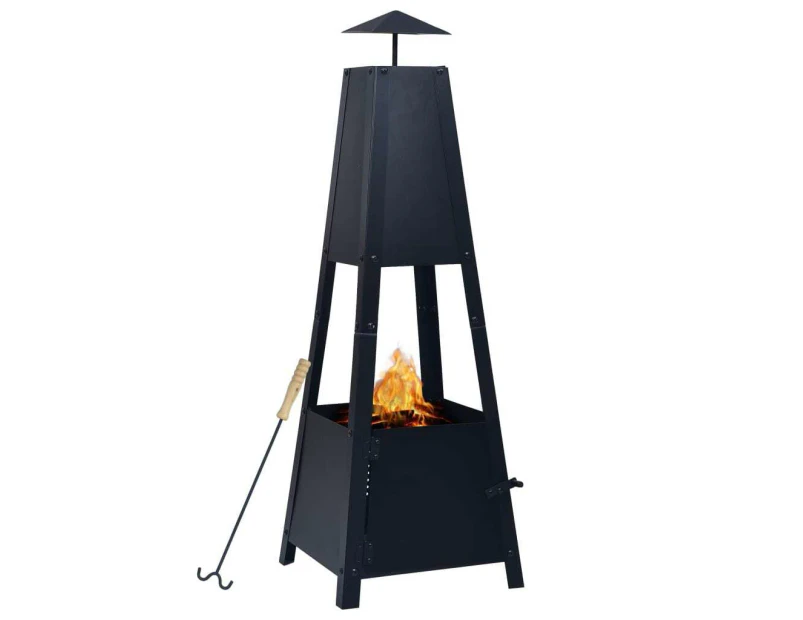 Outdoor Patio Heater Steel Pyramid Fire Pit  Fireplace Garden Wood Burner 1m