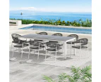 Gardeon Outdoor Dining Set 9 Piece Steel Table Chairs Setting White