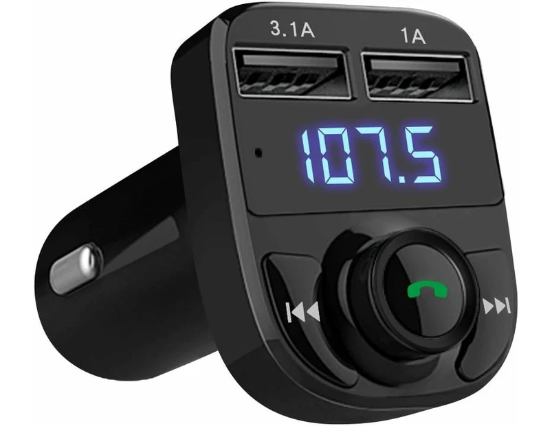 Handsfree call,wireless bluetooth FM transmitter radio receiver,MP3 audio music stereo adapter,dual USB port charger compatible with all phones