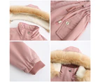 Women's Thicken Fleece Lined Parka Winter Coat Hooded Jacket with Removable Fur Collar-Liquor
