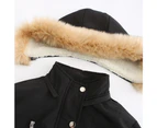 Women's Thicken Fleece Lined Parka Winter Coat Hooded Jacket with Removable Fur Collar-Liquor