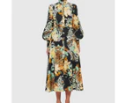Linda Puff Sleeve Floral Midi Dress
