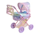 Teamson Kids Olivia's Little World Magical Dreamland Baby Doll Deluxe 2-in-1 Stroller Pram for up to 16" Dolls, Iridescent Color