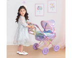 Teamson Kids Olivia's Little World Magical Dreamland Baby Doll Deluxe 2-in-1 Stroller Pram for up to 16" Dolls, Iridescent Color