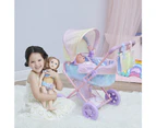 Olivia’s Little World Deluxe 2-in-1 Baby Dolls Stroller, Iridescent Rainbow