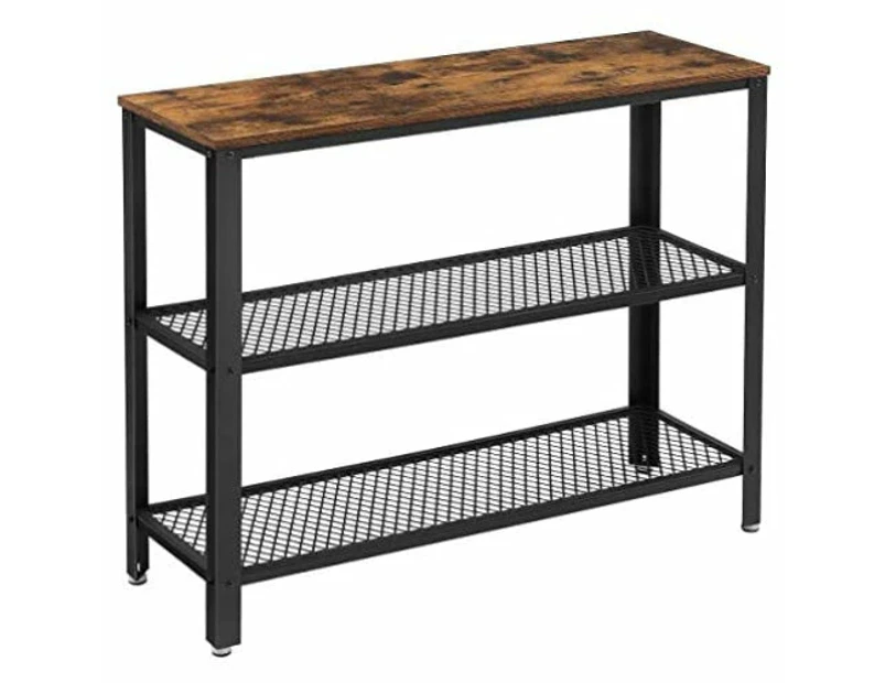 Vasagle Hall Table Console Table with 2 Mesh Shelves Rustic Brown