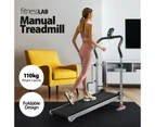 FitnessLab Manual Treadmill Foldable Incline Exercise Fitness Walk Machine Home Gym