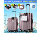 2 Piece Luggage Suitcase Set Carry On Spinner Case Traveller Bag Storage Cabin Lightweight Hard Shell Trolley Wheels TSA Lock Rose Gold