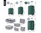4 Piece Luggage Set Travel Suitcase Traveller Bag Carry On Lightweight Checked Hard Shell Trolley Expandable TSA Lock Green