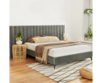 Artiss Bed Frame Queen Size Velvet Grey LOTT